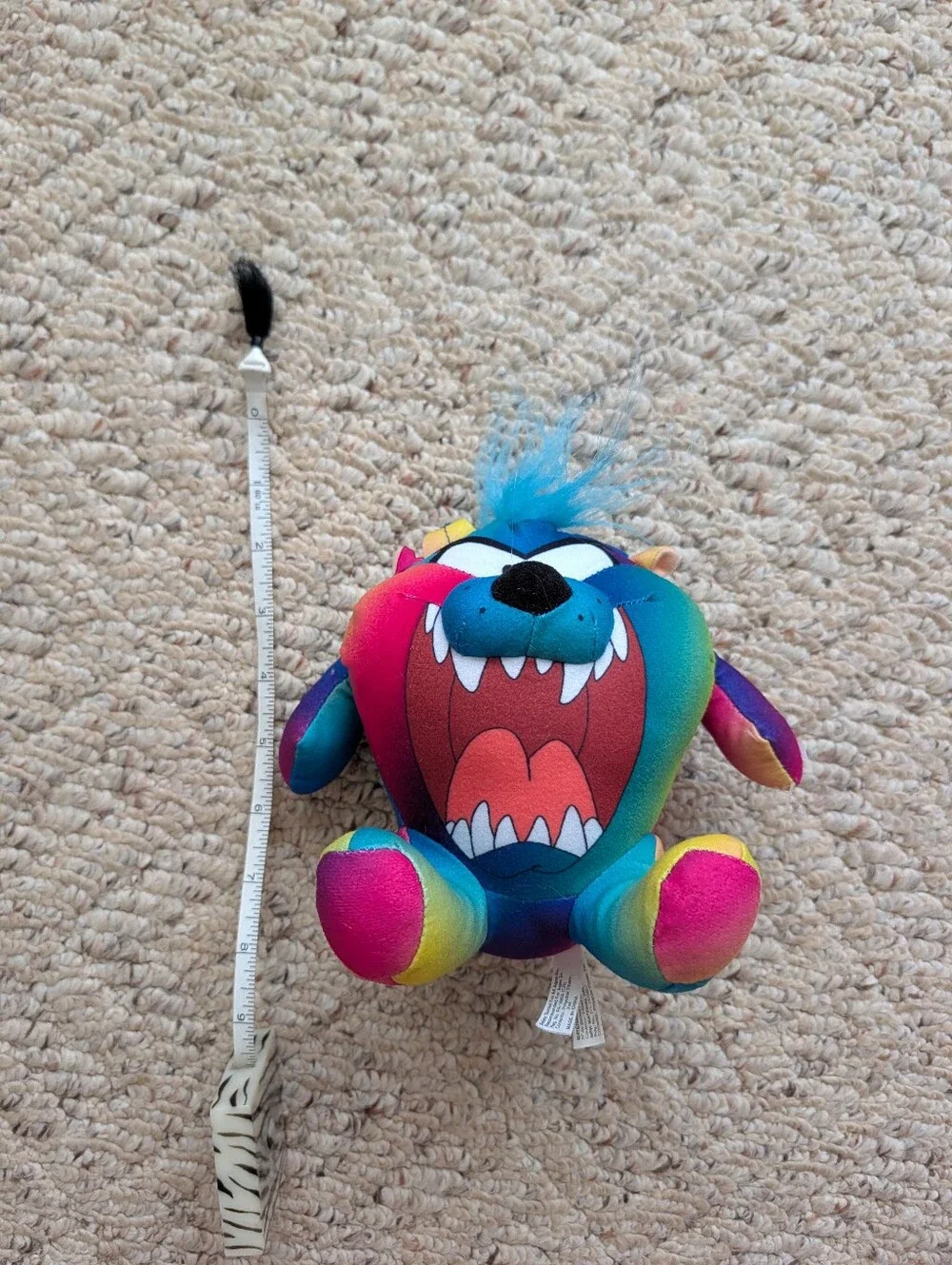 Vintage Looney Tunes Toy Factory Taz Tasmanian Devil Rainbow Multicolor Plush